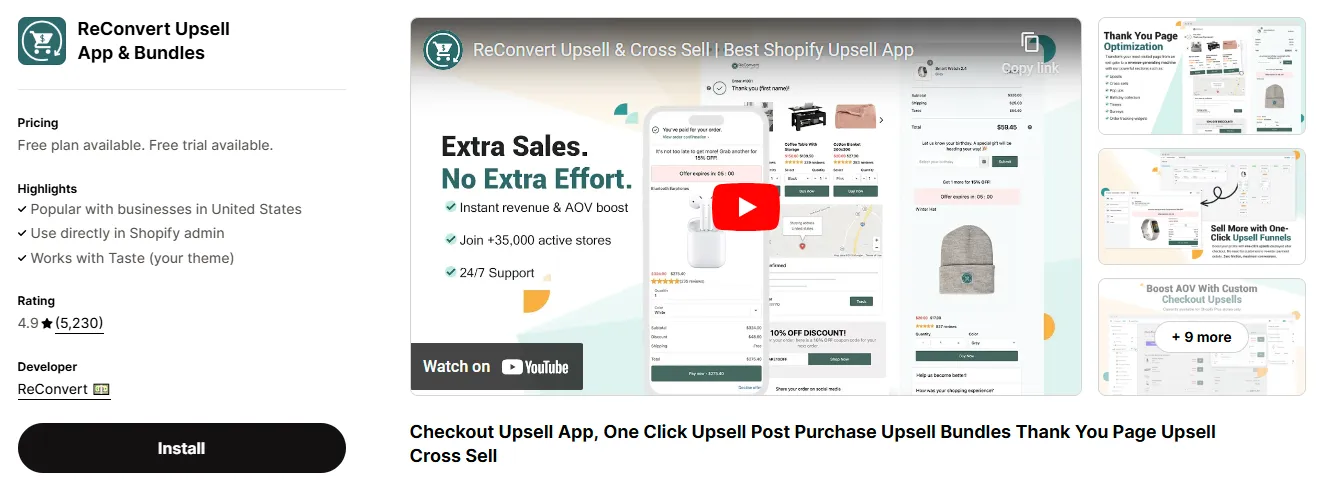 9. ReConvert Upsell App & Bundles